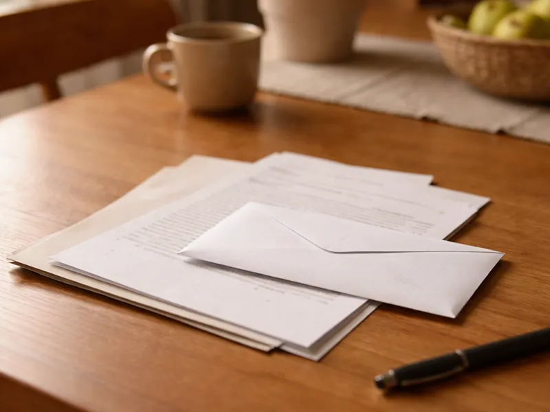 Paperwork and documents on a table related to an inherited property